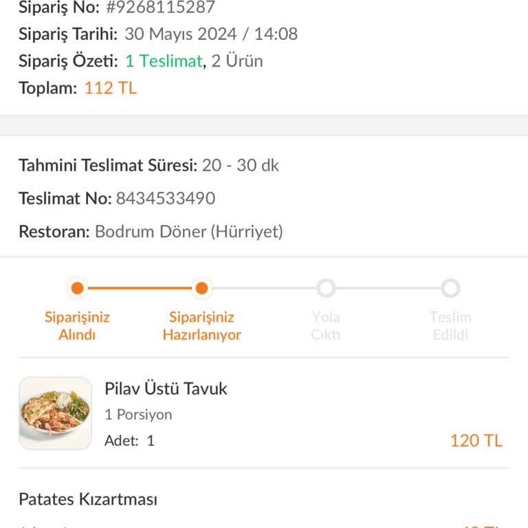 Trendyol GO Yemek 1.5 Saattir Sipariş Yok