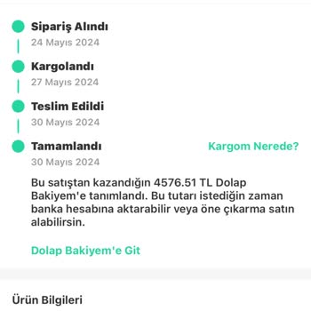 Dolap Bakiyeme Satışım Yansımadı