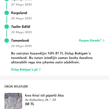 Dolap Uygulaması Kazanç