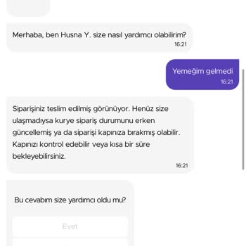 Getir Yemek Ulaşılamıyor