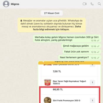 Migros'tan Para İadesi Alamıyorum