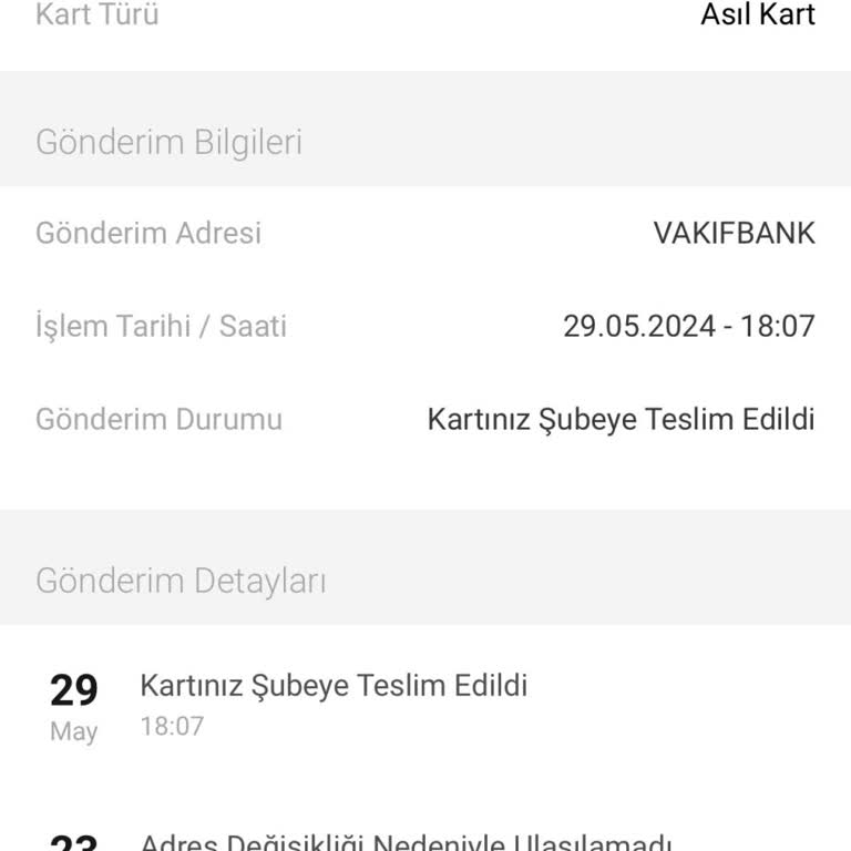 VakıfBank Kredi Kartını Bir Türlü Teslim Alamadım