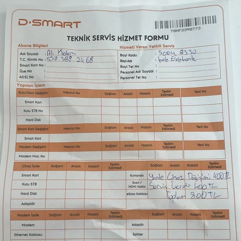 D-Smart Müşteri Hizmetleri Haksizliği