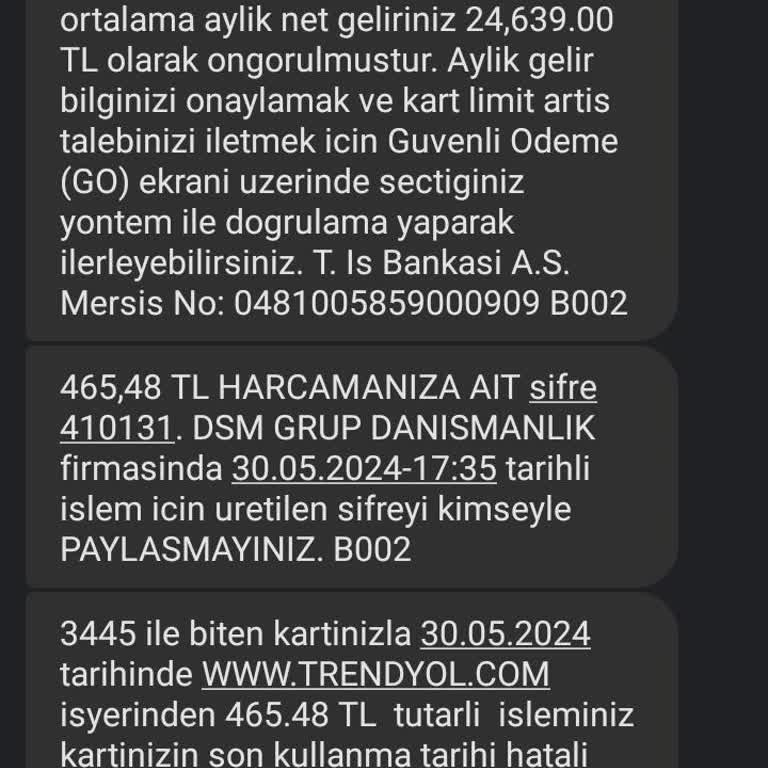 Trendyol Bilgim Dahilinde Olmayan İşlem