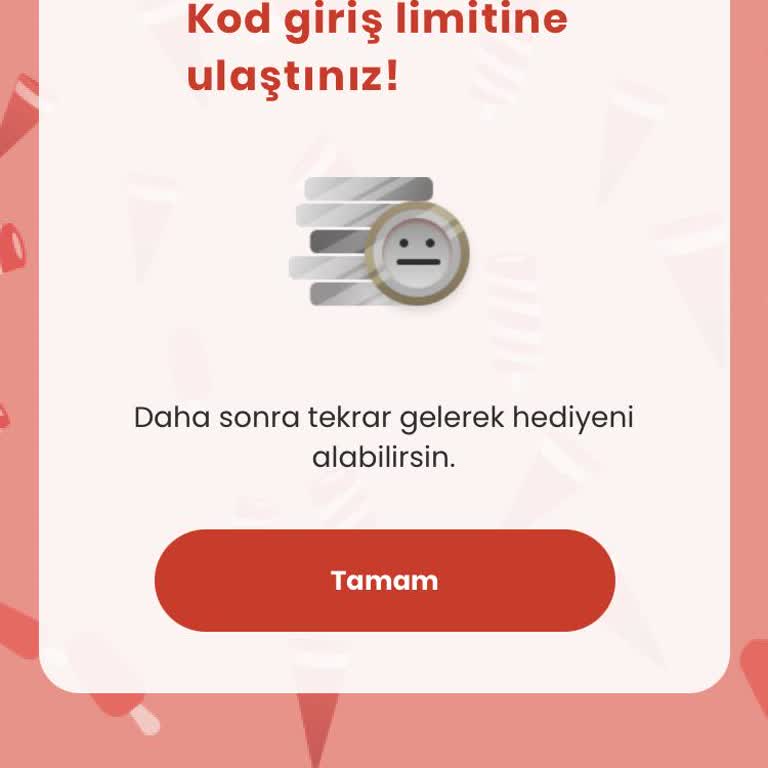 Algida İle Kazan Uygulamasının Verdiği Hata Kodu