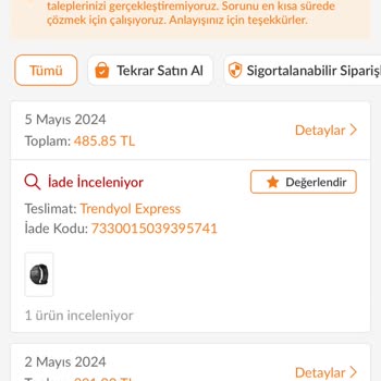 Trendyol Ürün İadesi Sonrası Çok Bekletilme