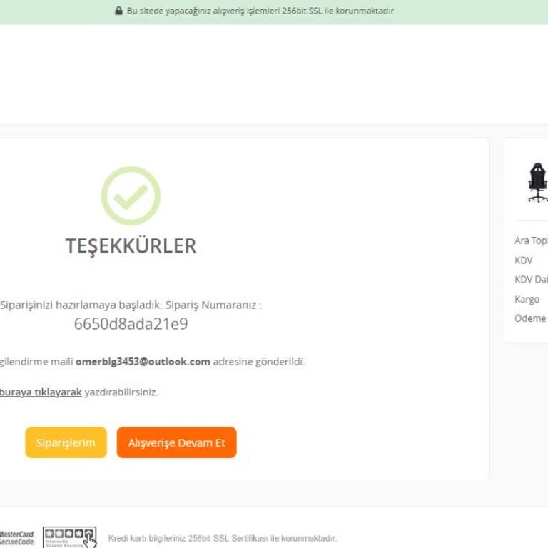 Hawk Gaming Chair Hawk Ürünümü Teslim Etmiyor