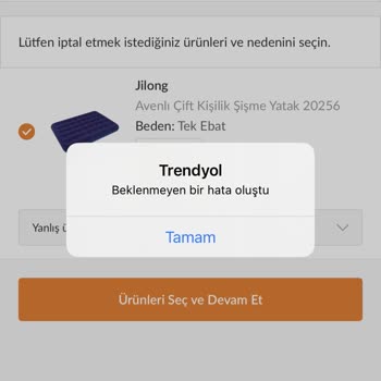 Trendyol Sipariş İptal Edememe