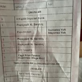 Popeyes İlgisizlik Yanlış Ürün