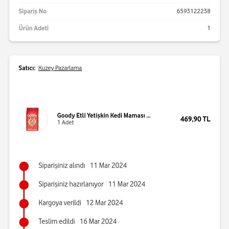 Vodafone Yanımda Aldığım Kedi Maması %50 İndirimi Yansımadı