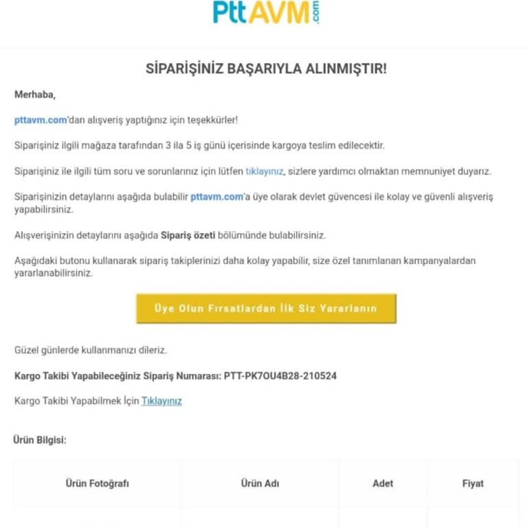 PttAVM Habersiz Ürün İptali