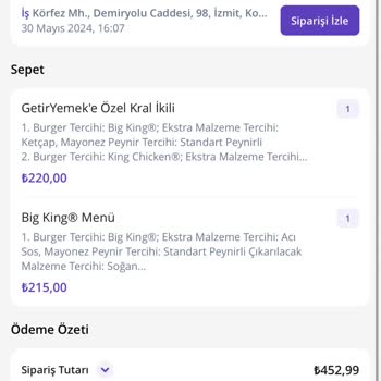 Getir Yemek & Burger King