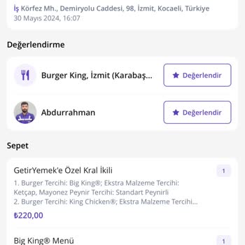 Getir Yemek & Burger King