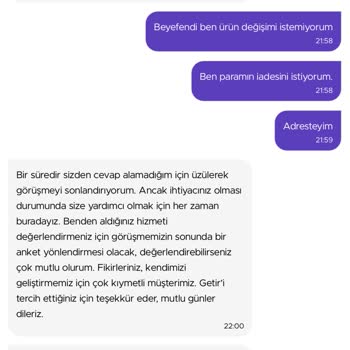 Getir Canlı Destek Sorumsuzluğu