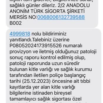 Anadolu Sigorta Ücreti Yüksek Hastalıkları Provizyonda Red Veriyor