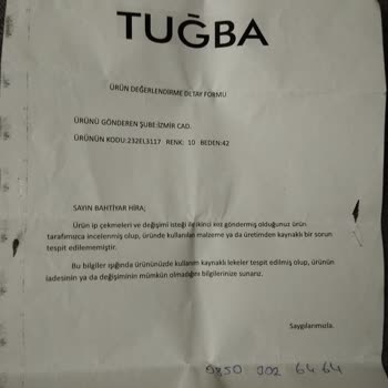 Tuğba Giyim Ankara'da Satın Alınan Elbisenin Kalite Sorunları