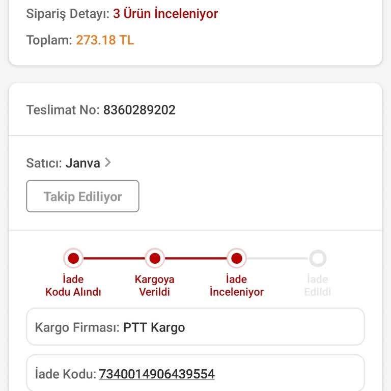 Trendyol Janva Satıcısından Şikayetçiyim. İademi Kaç Gündür Almıyorlar.