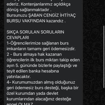 Şaban Cengiz Vakfı (Burs Başvuru) Burs Başvurusu Hakkında Şikayet