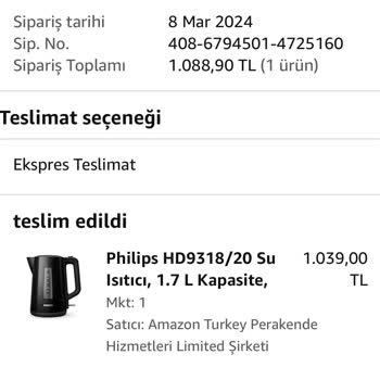 PHILIPS Ev Aletleri Philips HD9318/20 Su Isıtıcı Kapak