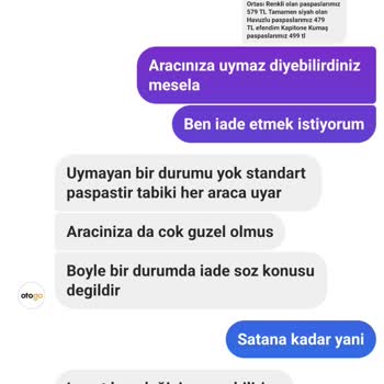 Otogo.net Instagram Adresinden Aldığım Paspas İade Kabul Edilmedi