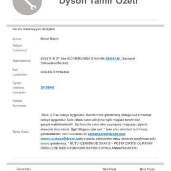 Dyson Yetkili Servisin Bizi Mağdur Etmesi