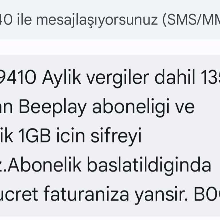 Vodafone Bilinmeyen Bir Mesaj