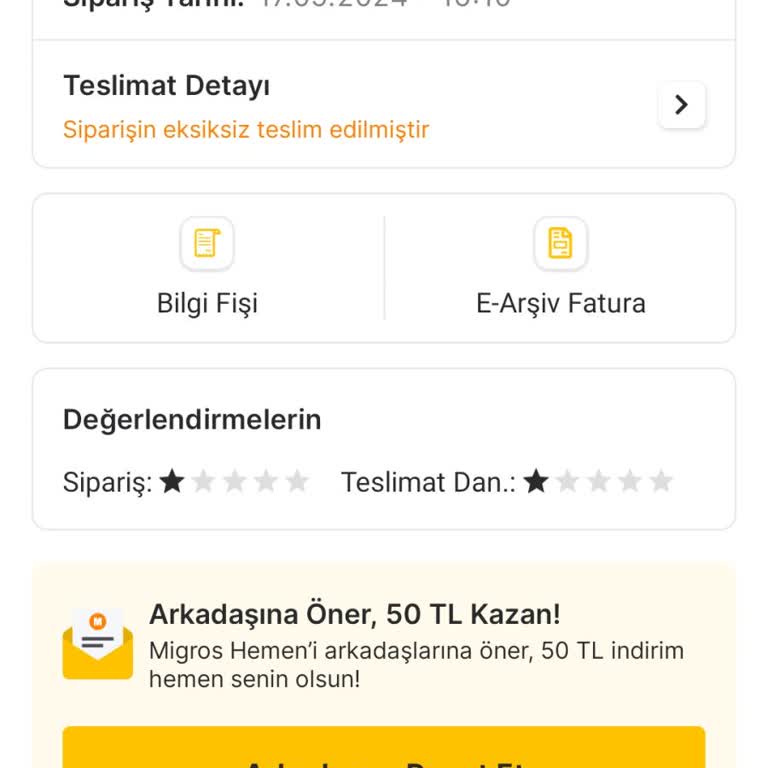 Migros Hemen De Kaybolan Sipariş