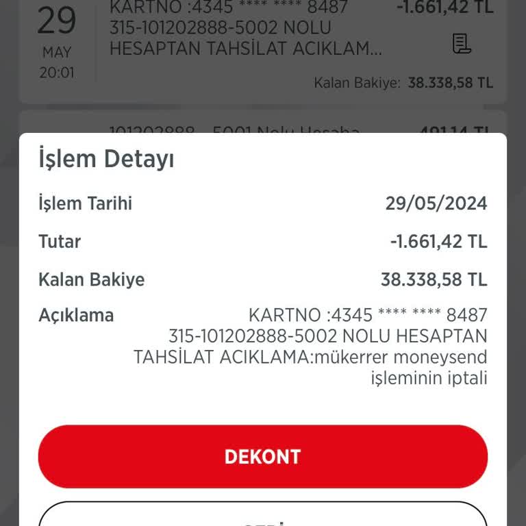 Ziraat Bankası Mükerrer Moneysend İşleminin İptali