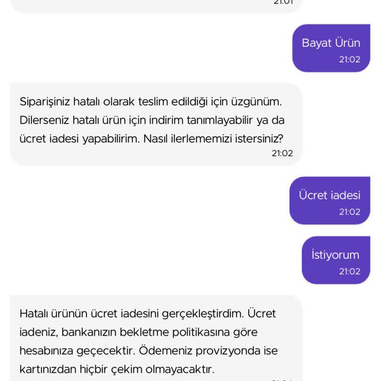 Getir Bayat Bozuk Ürün İade Yapmıyor