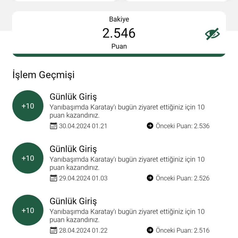 Yanıbaşımda Karatay Uygulamasında Puanlarımızı Kullanamıyoruz.