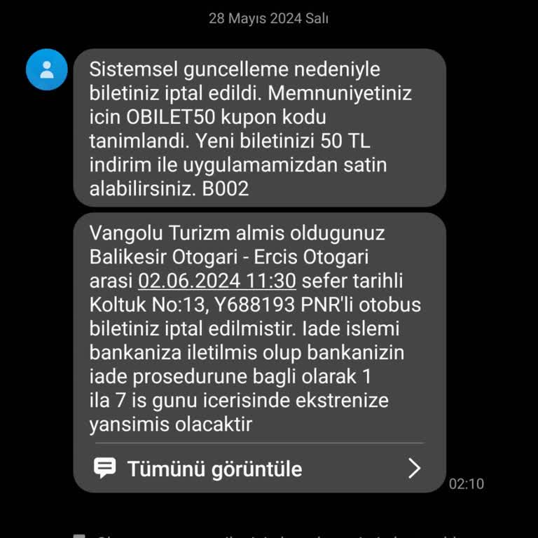 Obilet Para İademi Yapsın Lütfen