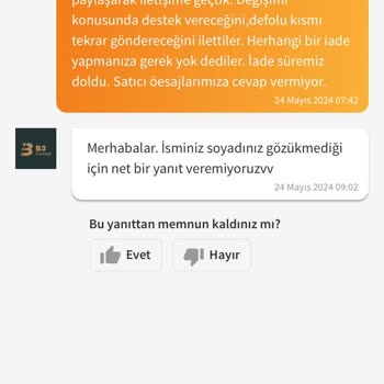 Trendyol B3 Concept İade Süresi Geciktirip, Ürün Temini Yapmıyor.