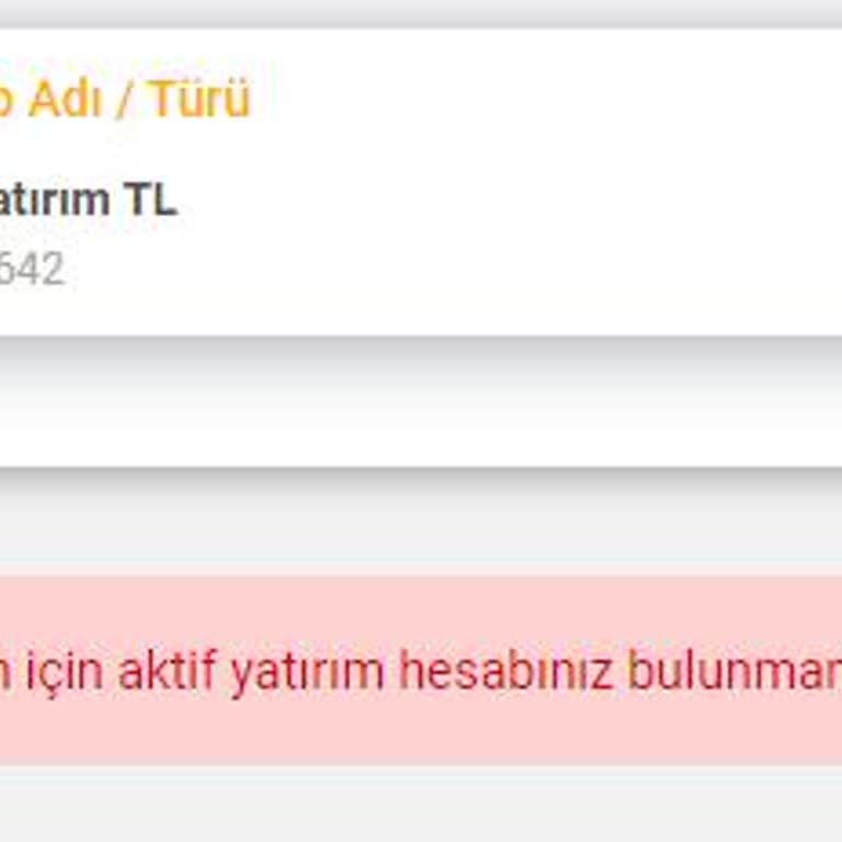 VakıfBank Aktif Yatırım Hesabınız Bulunmamaktadır Hatası