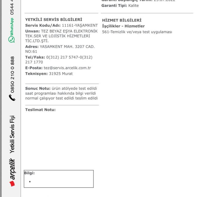 Arçelik Servisi Garantili Ürünümün Arızasını Gidermekten Kaçınıyor!