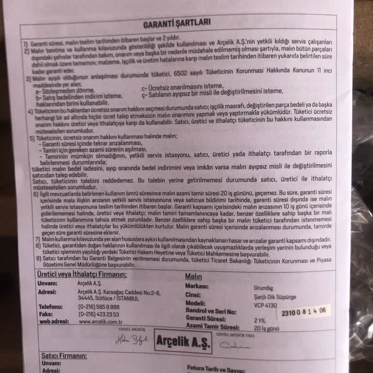 Grundig Dikey Süpürge Başlık Dönmüyor