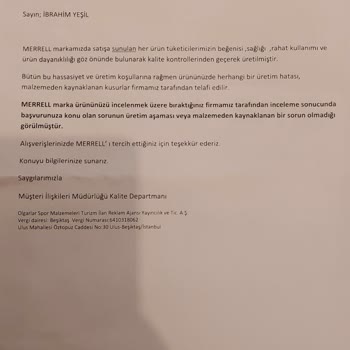 Merrell Ürünlerine Sahip Çıkmayıp Bizleri Mağdur Ediyor