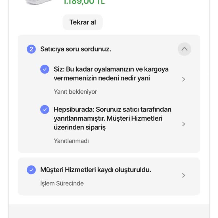 Hepsiburada Ürünüm Kargoya Verilmedi