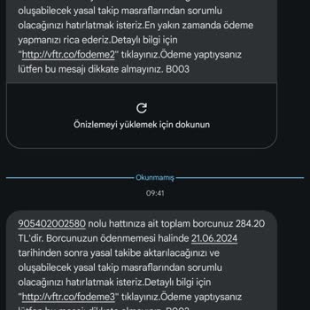 Vodafone'dan Gelen Asılsız Borç Ve Yasal Süreç SMS'leri...