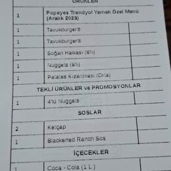 Popeyes Eksik Bayat Gönderimi