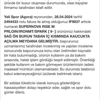 Yalı Spor Agora AVM Kusurlu Ürün Satışı