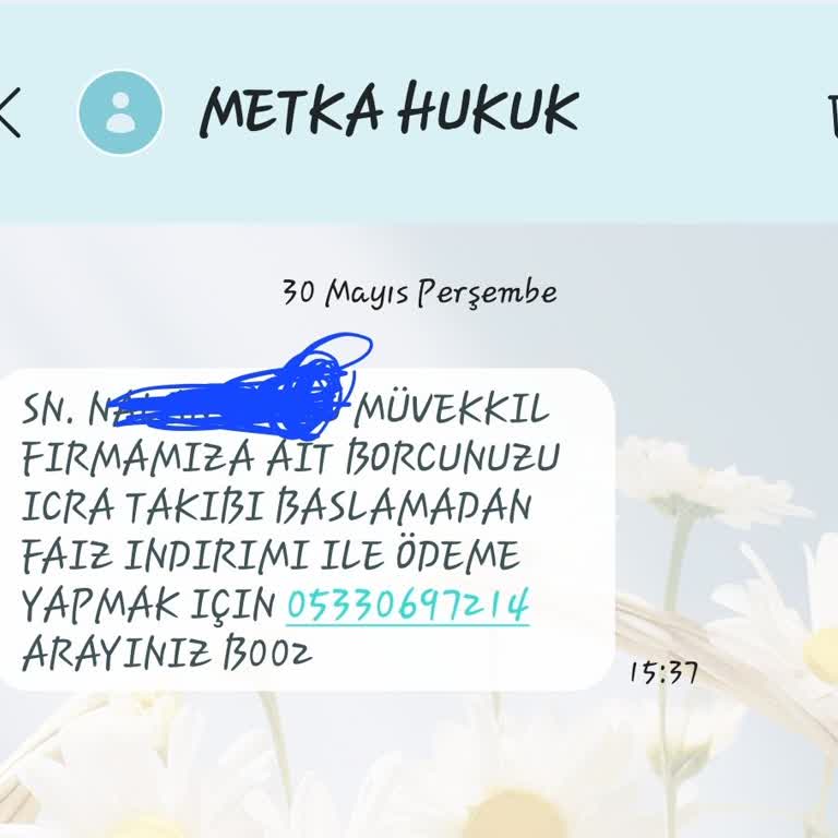 Metka Hukuk (SMS) Haksız Borç İddiası İle İlgili Yaşadığım Sorun