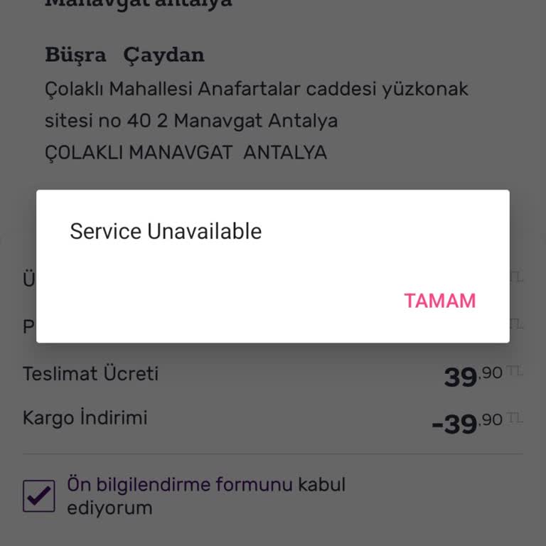 Gratis Online Sipariş Veremiyorum
