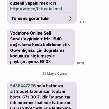 Vodafone Üzerime Kayıtlı Olmayan Numaranın Borcu