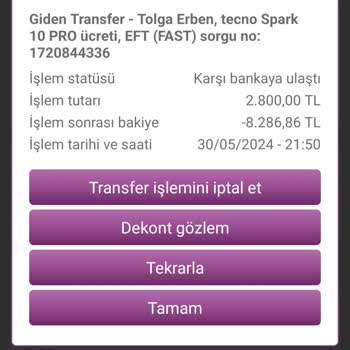 Garanti BBVA Hesaba Geçmeyen EFT