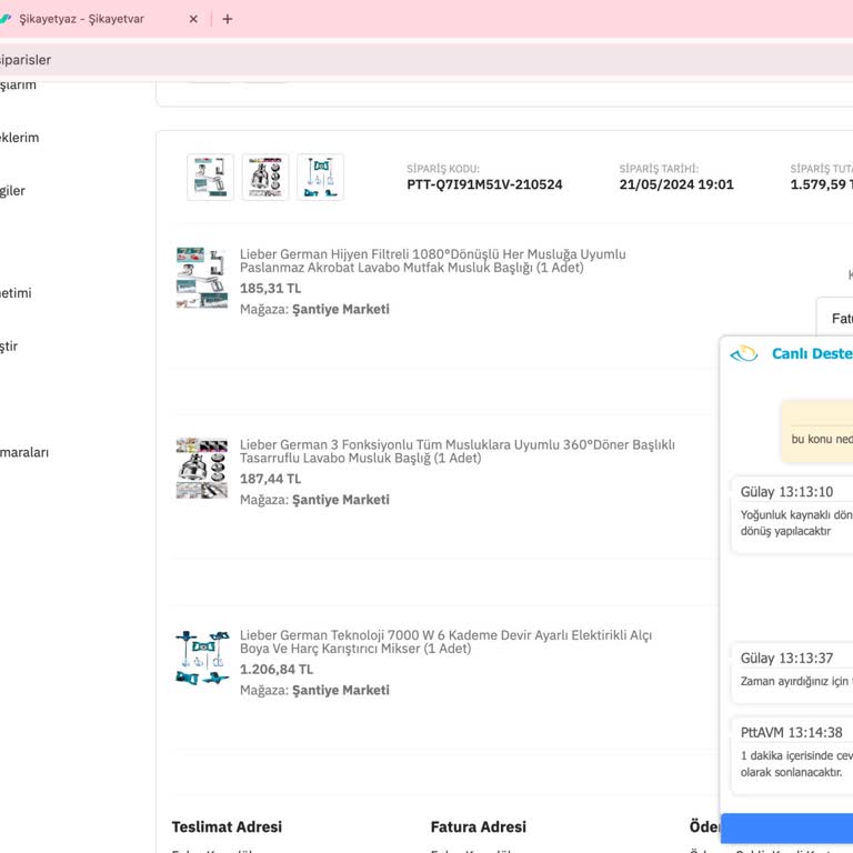 Epttavm Sitesinde Sipariş Mağduriyeti
