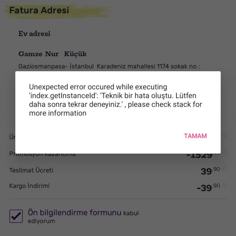 Gratis Uygulaması Hata Veriyor