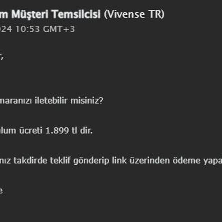 Vivense Satış Sonrası Hizmeti Yok Denebilir