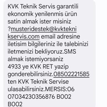 KVK Teknik Servis Müşteriyi Mağdur Ediyor