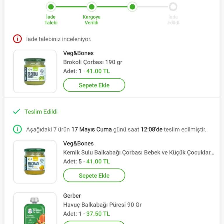 Trendyol Hızlı Market Eksik Gelen Ürün