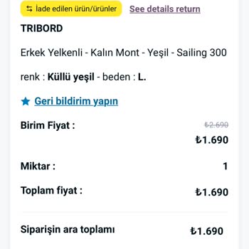 Decathlon Ürün Arasındaki Farkı İade Etmiyor